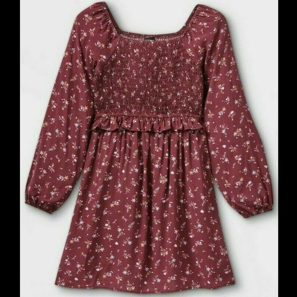 Girl’s smocked challis long sleeve dress- art class LARGE